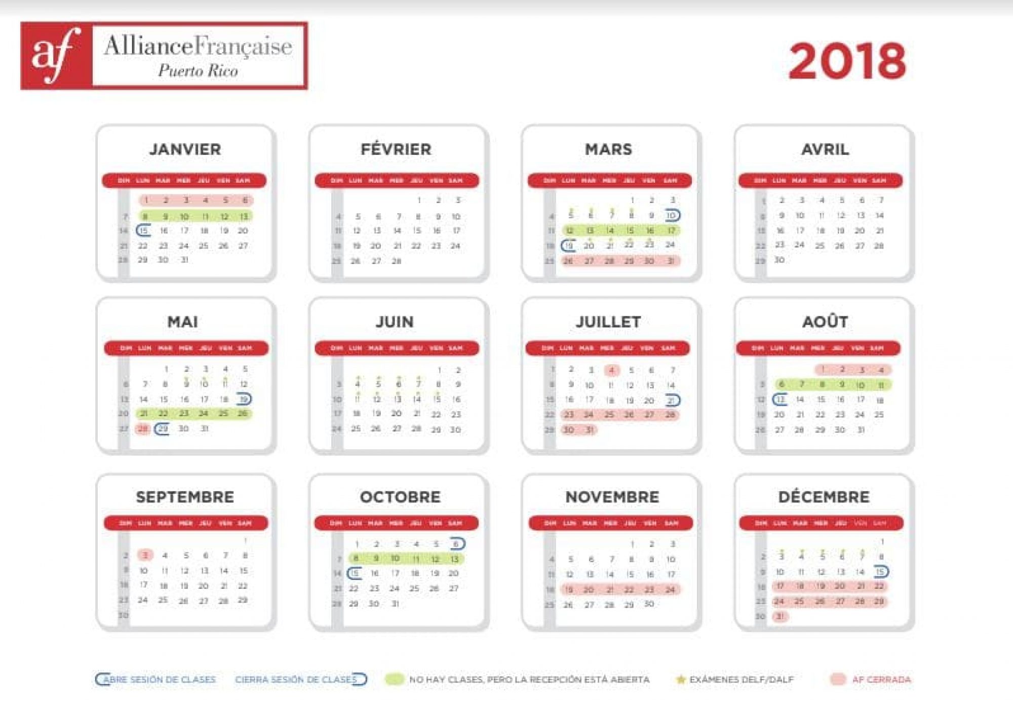 Calendario de la Alianza Francesa de Puerto Rico - Calendarios