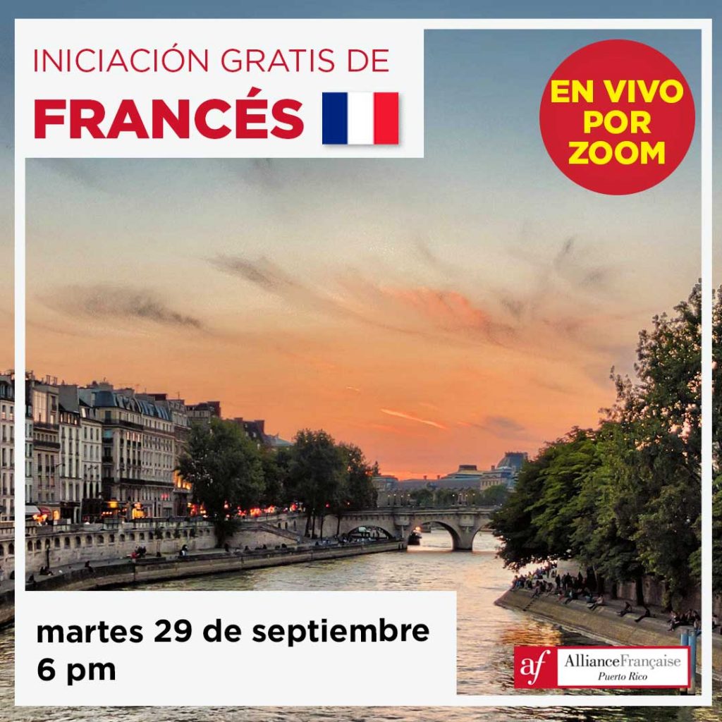 Iniciación gratis de francés - 29 de septiembre de 2020 - en vivo por Zoom