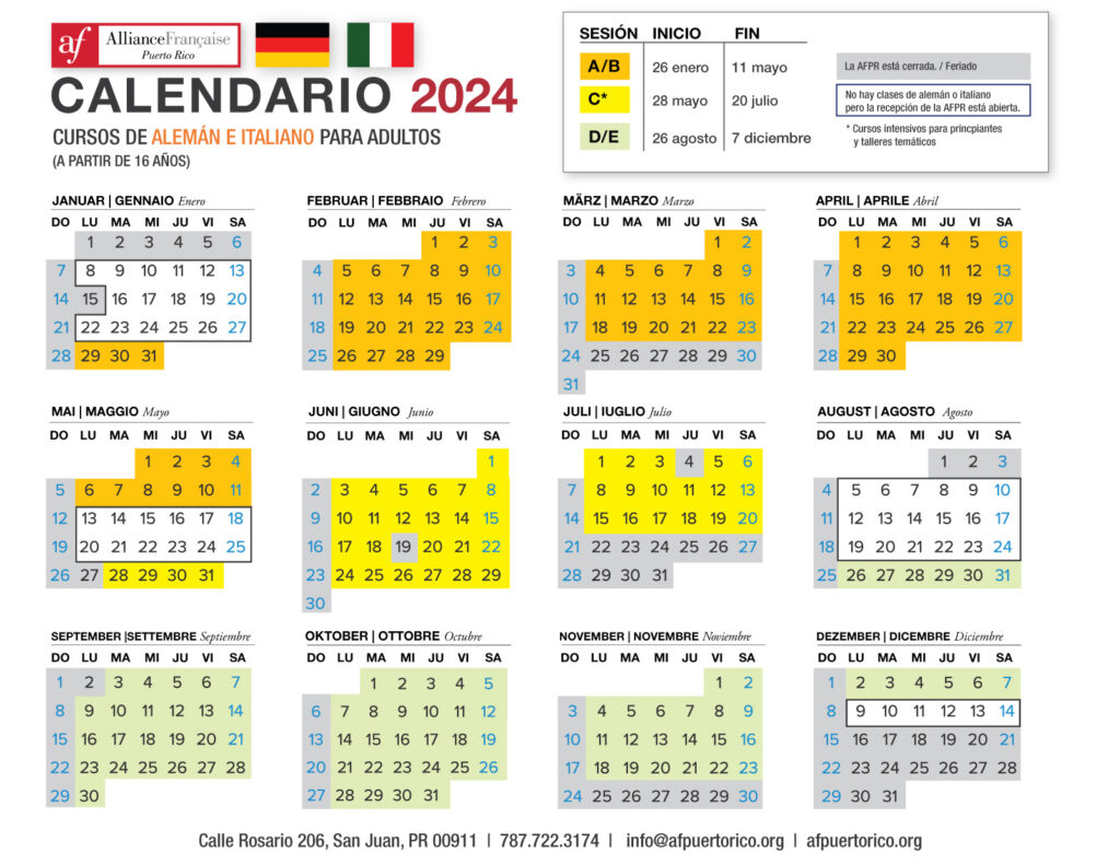 AF Puerto Rico Calendario 2024 ALE ITA